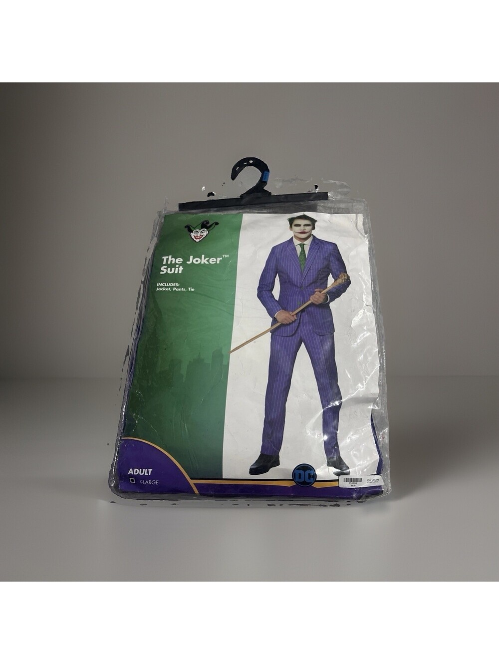 DC Comics The Joker Suit Costume Adult XL Pinstripe Jacket Pants Tie Halloween